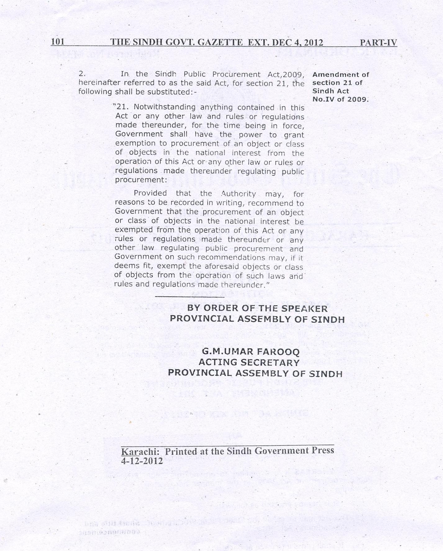 GAZETTE Page No.1, SPPRA SINDH PUBLIC PROCUREMENT REGULATORY AUTHRITY