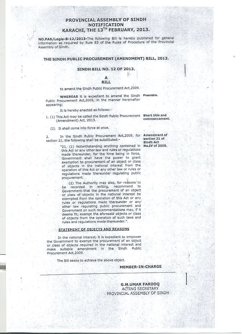 GAZETTE Page No.1, SPPRA SINDH PUBLIC PROCUREMENT REGULATORY AUTHRITY